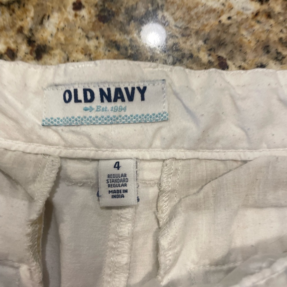 White linen shorts